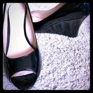 Cole Haan Peep Toe Wedges - Black - Size 10